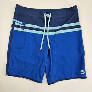Vineyard Vines Board Shorts Men's 33 Bay Ridge‎ Striped Tech Swim Trunks Unlined